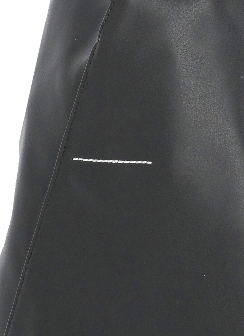 Mm6 By Maison Margiela Triangular Black Handbag With Contrasting Stitching