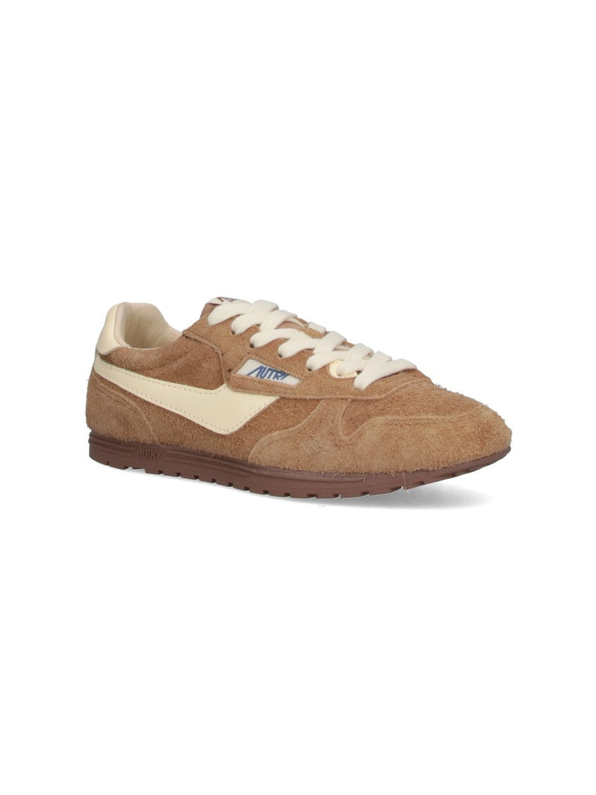 Autry Low-Profile Suede Sneakers With Cream Accents