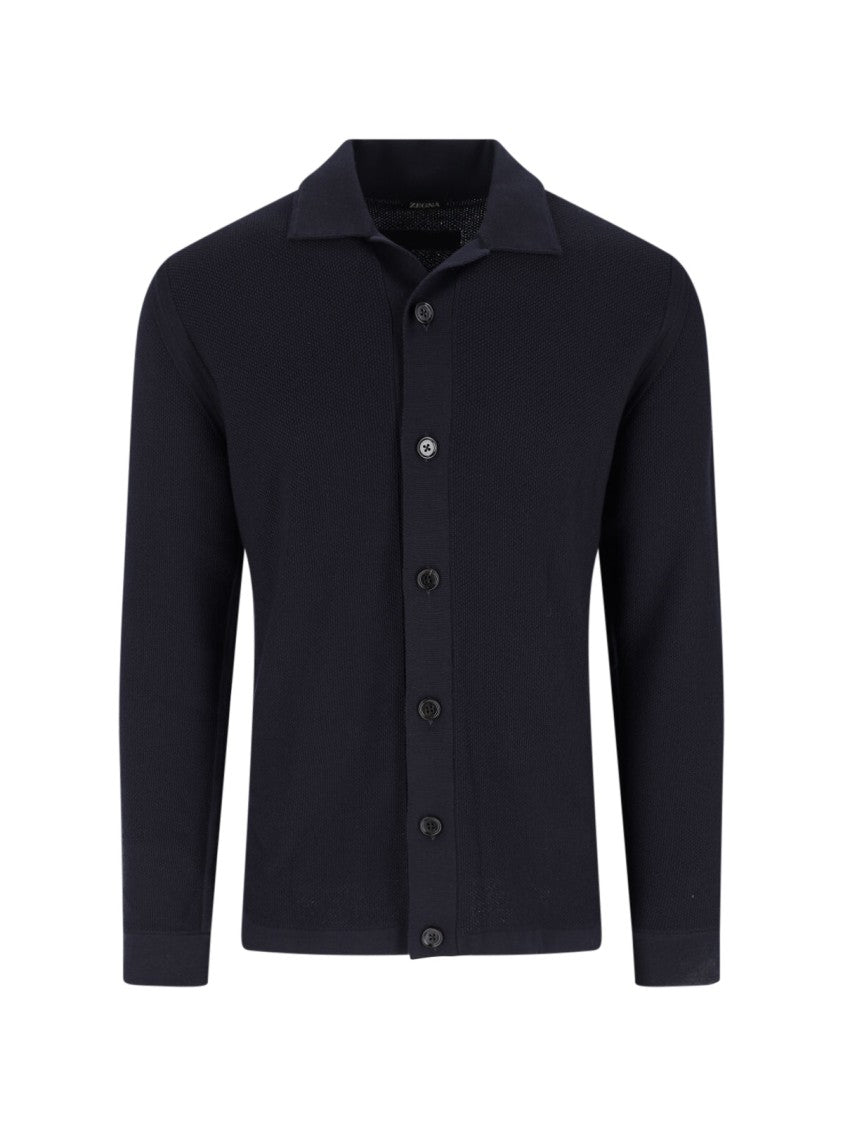 Zegna Wool Knit Shirt – Dark Blue