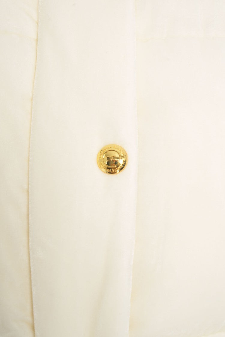 Elisabetta Franchi Cropped Velvet Puffer Jacket