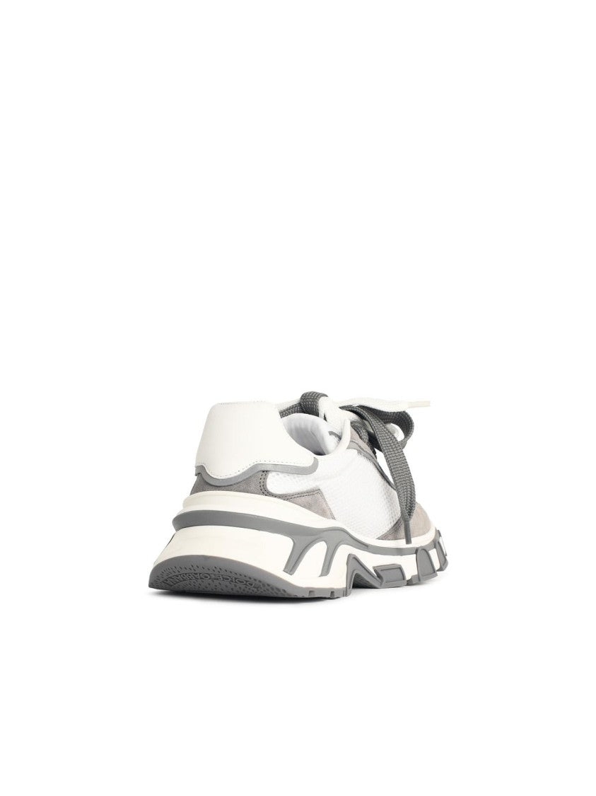 Dolce & Gabbana 'Airmaster' White And Grey Fabric And Leather Sneakers