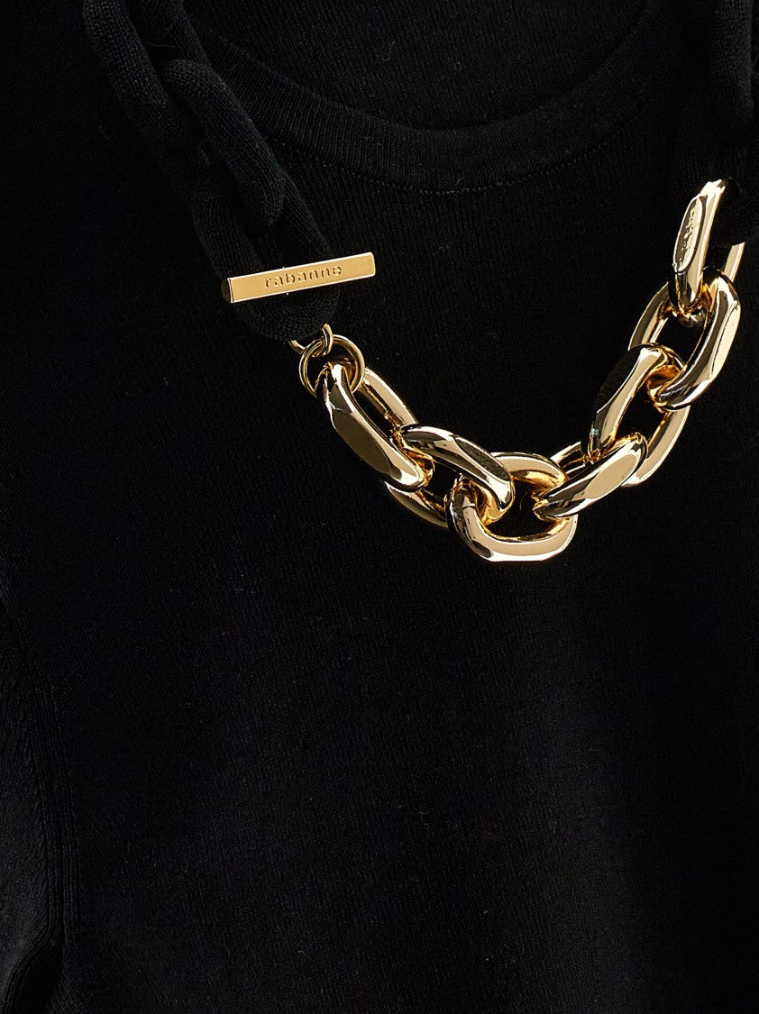 Paco Rabanne Micro Ribbed T-Shirt With Chain Detail