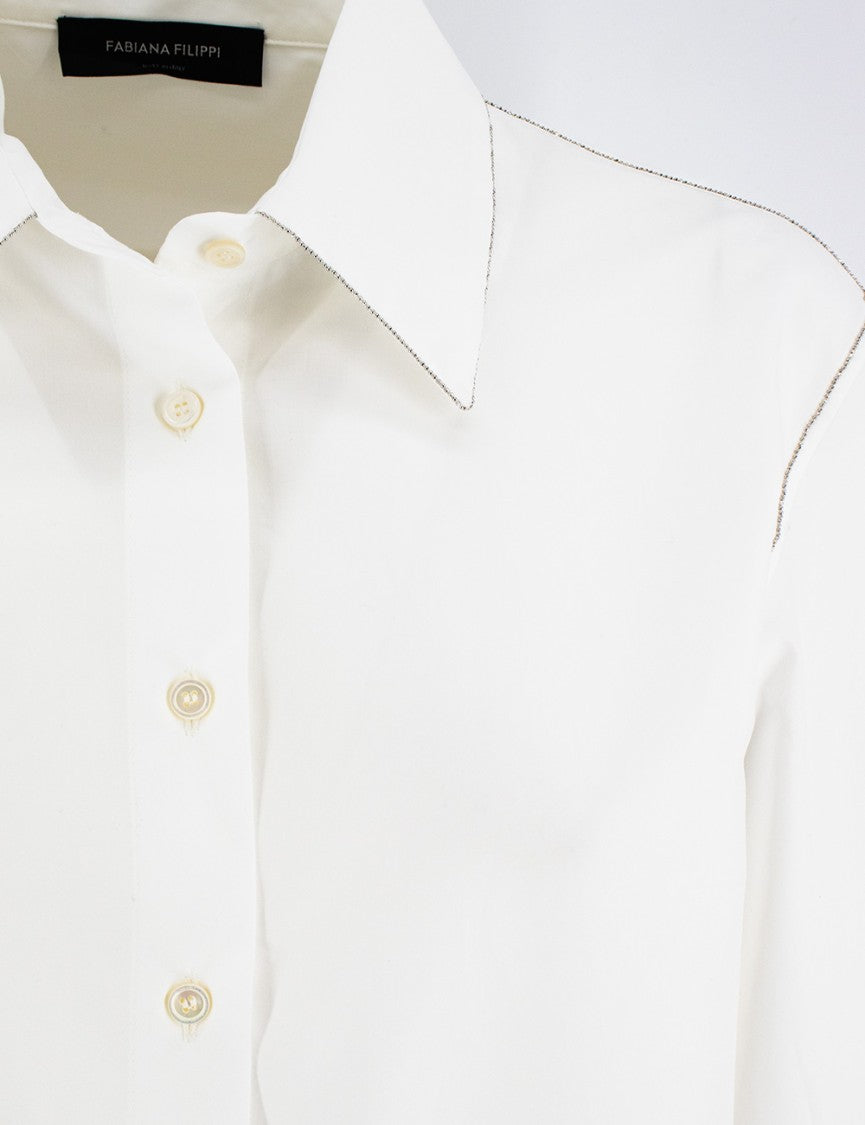 Fabiana Filippi Optical White Blouse With Diamond Thread Embroidery
