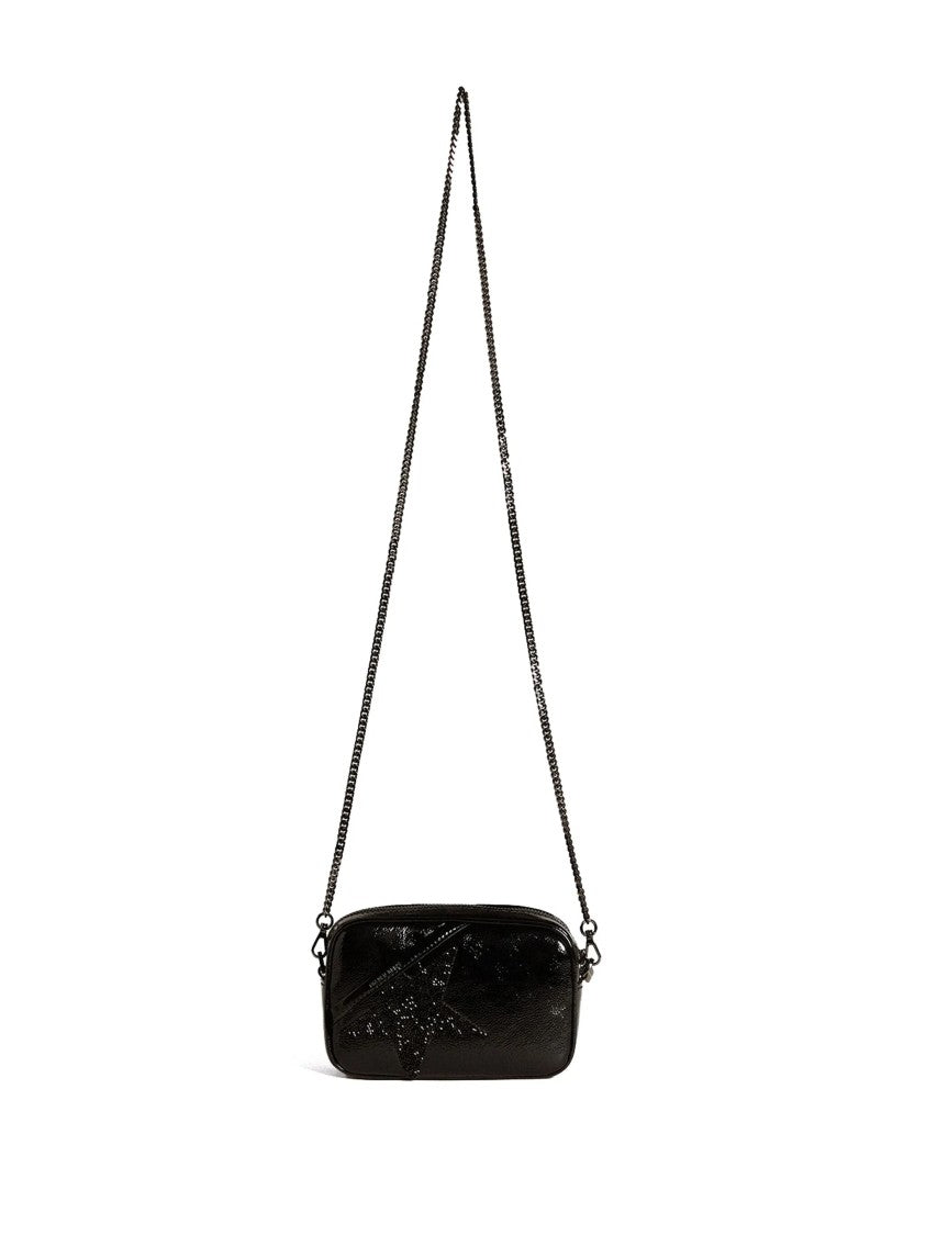 Golden Goose Compact Black Leather Bag With Embossed Star Design