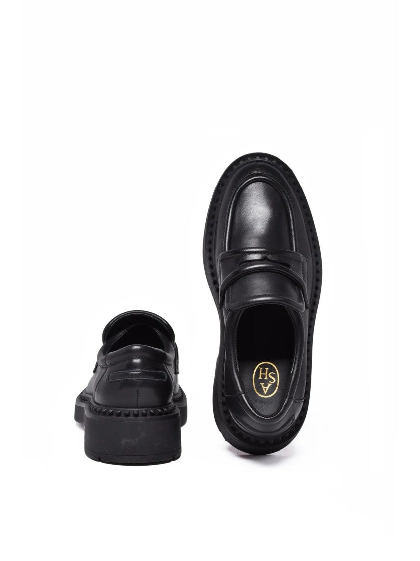 Ash Black Platform Leather Loafers
