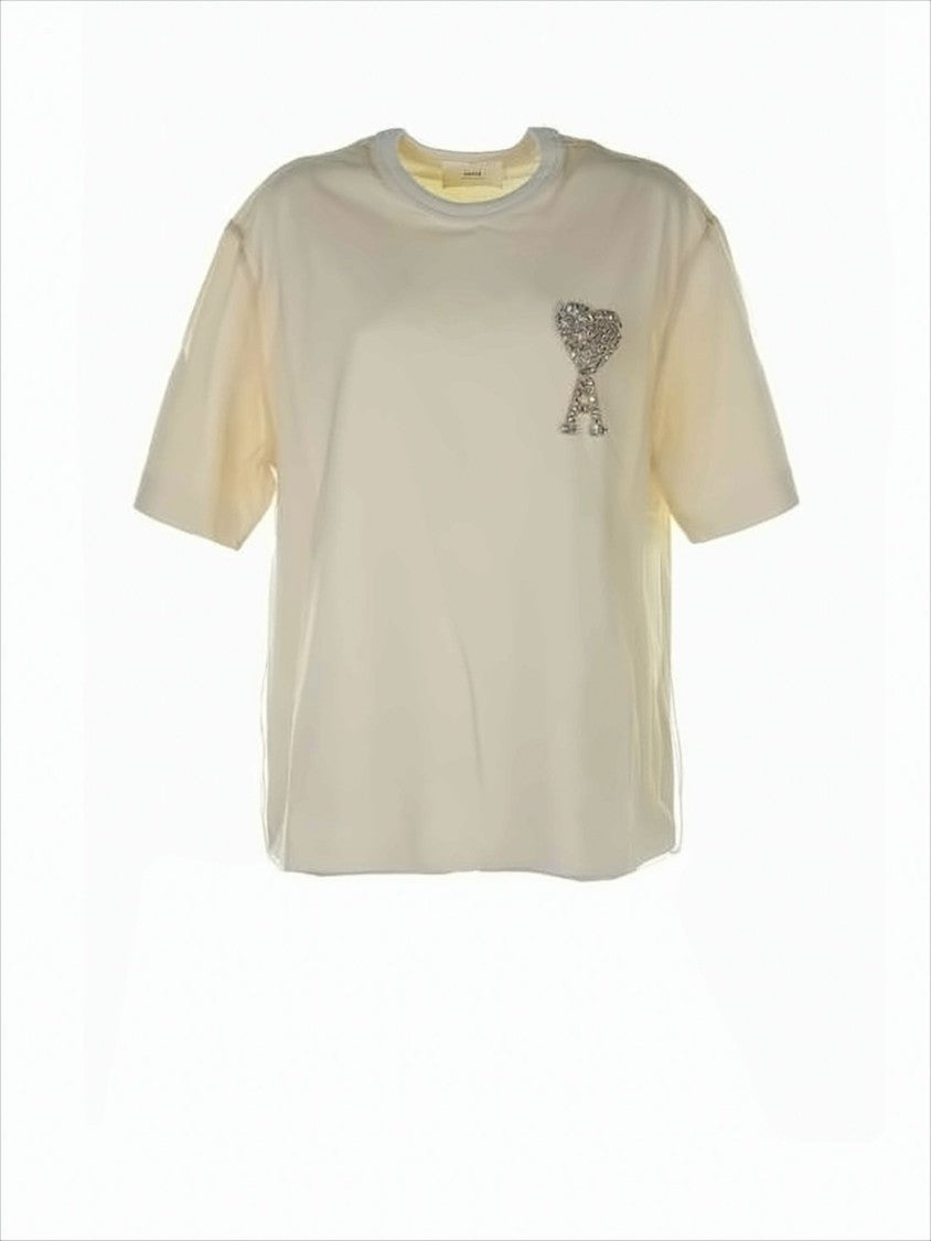 Ami Casual Loose-Fitting Short-Sleeved T-Shirt With Round Neckline