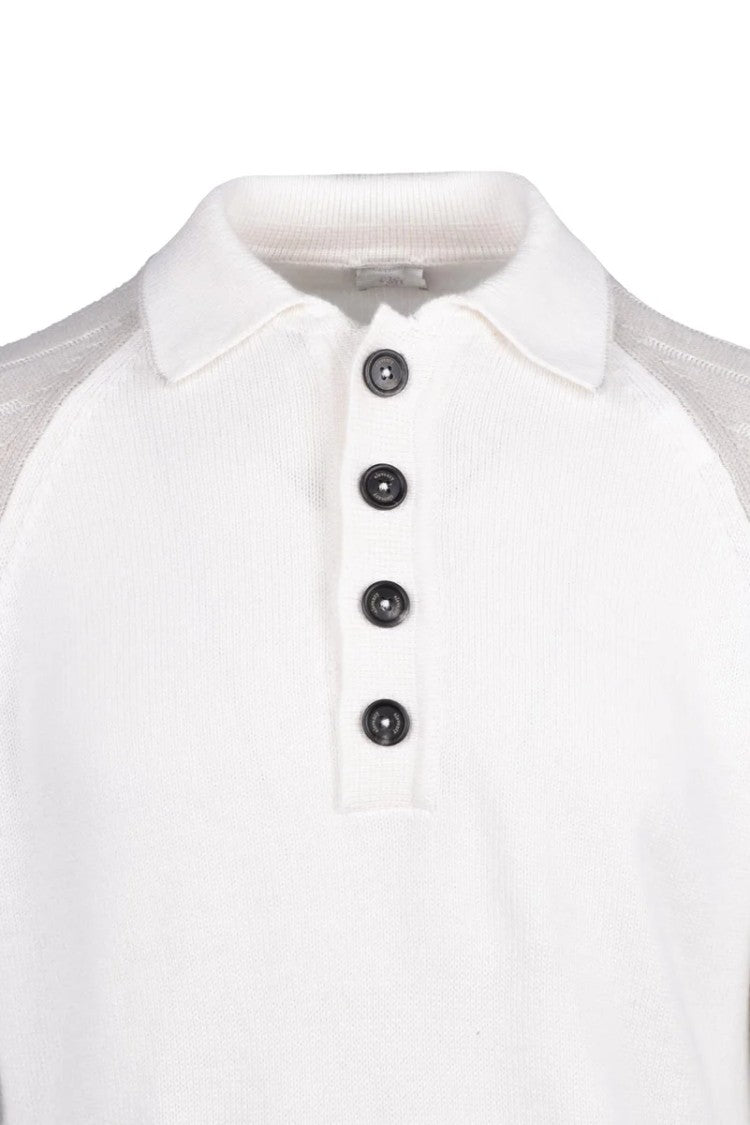 Eleventy Cashmere Knit Polo - White/Beige