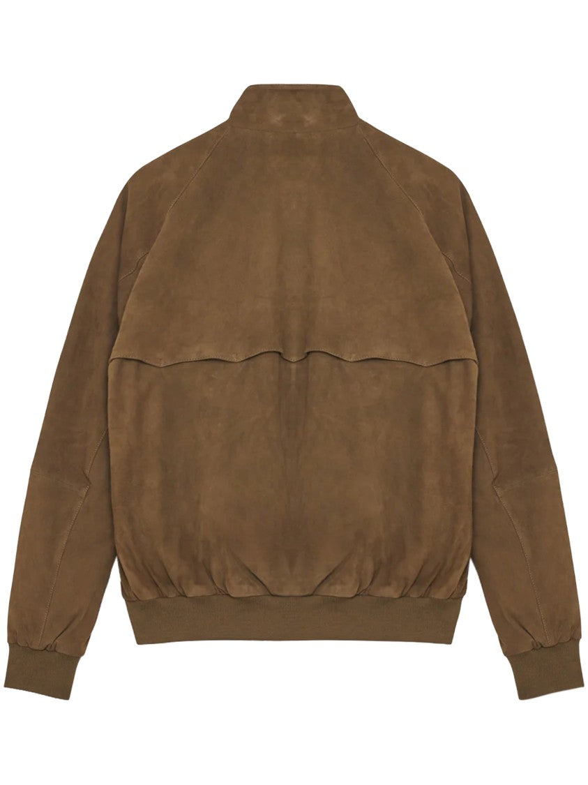 Baracuta Brown Suede Bomber Jacket With Tartan Lining