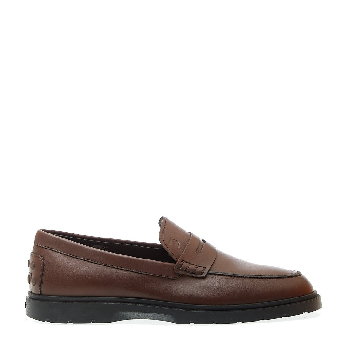 Tod's Brown Leather Moccasin With Brown Rubber Sole