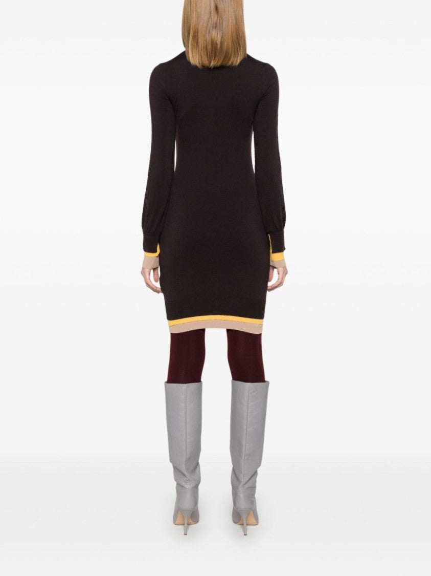 Fendi Fitted Mini Dress With Ribbed Cuffs