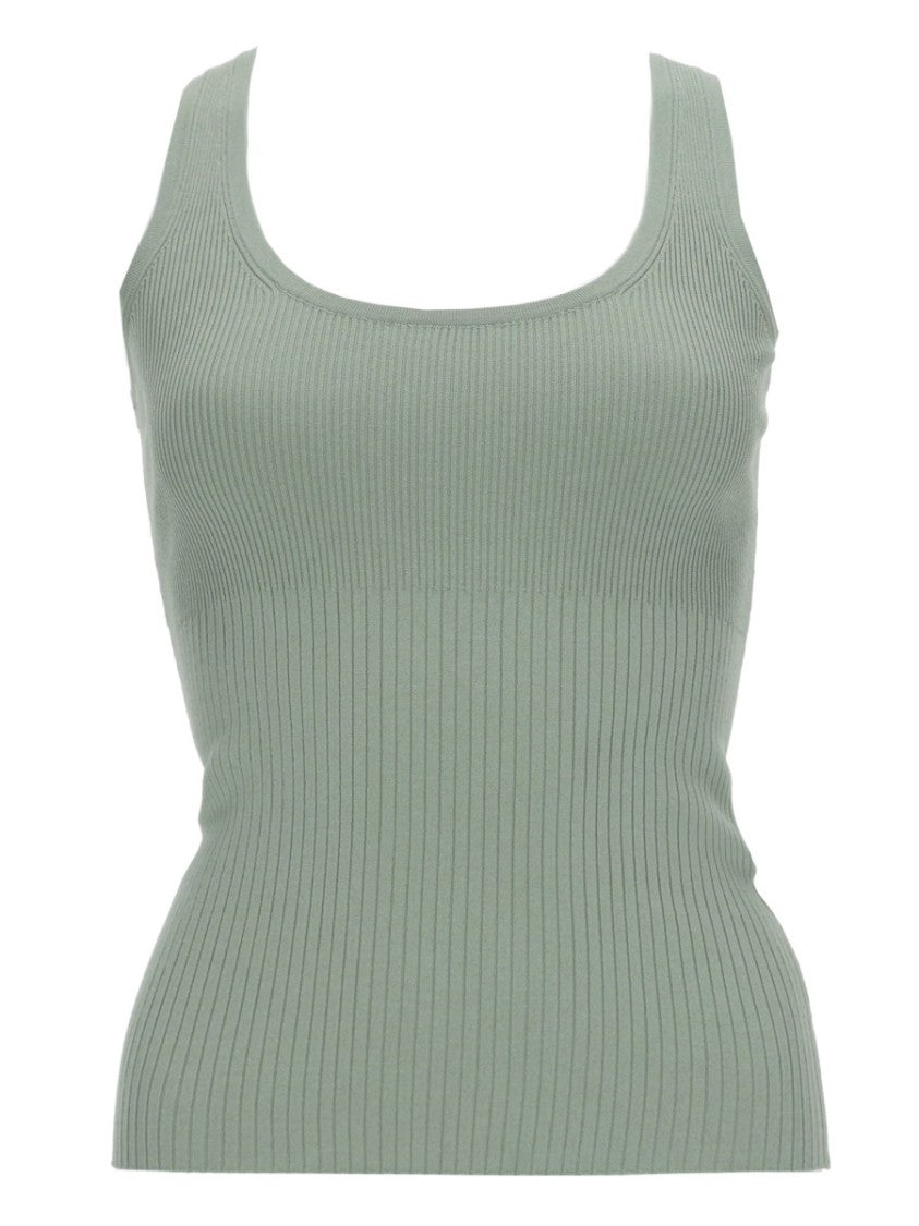 Max Mara Ribbed Scoop Neck Viscose-Blend Tank Top