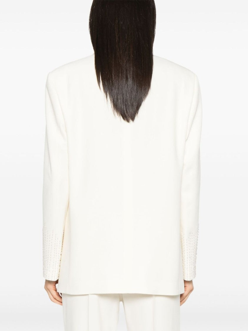 Golden Goose Tailored White Jacket With Embellished Sleeves