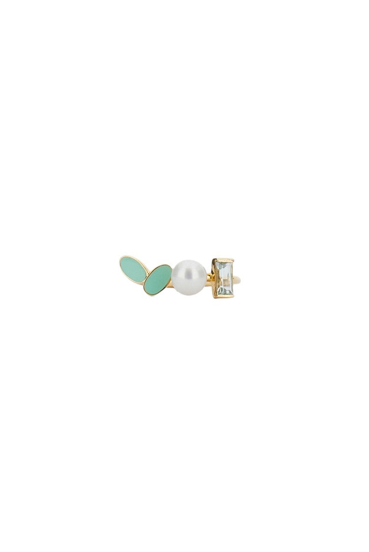 Aliita Mint Green Petalos Flor Ring