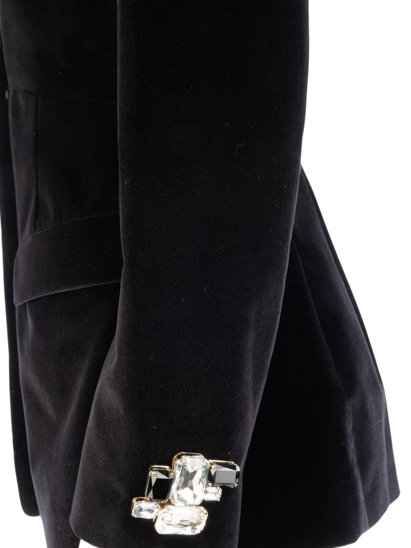 Genny Crystal-Embellished Velvet Jacket With Tailored Silhouette