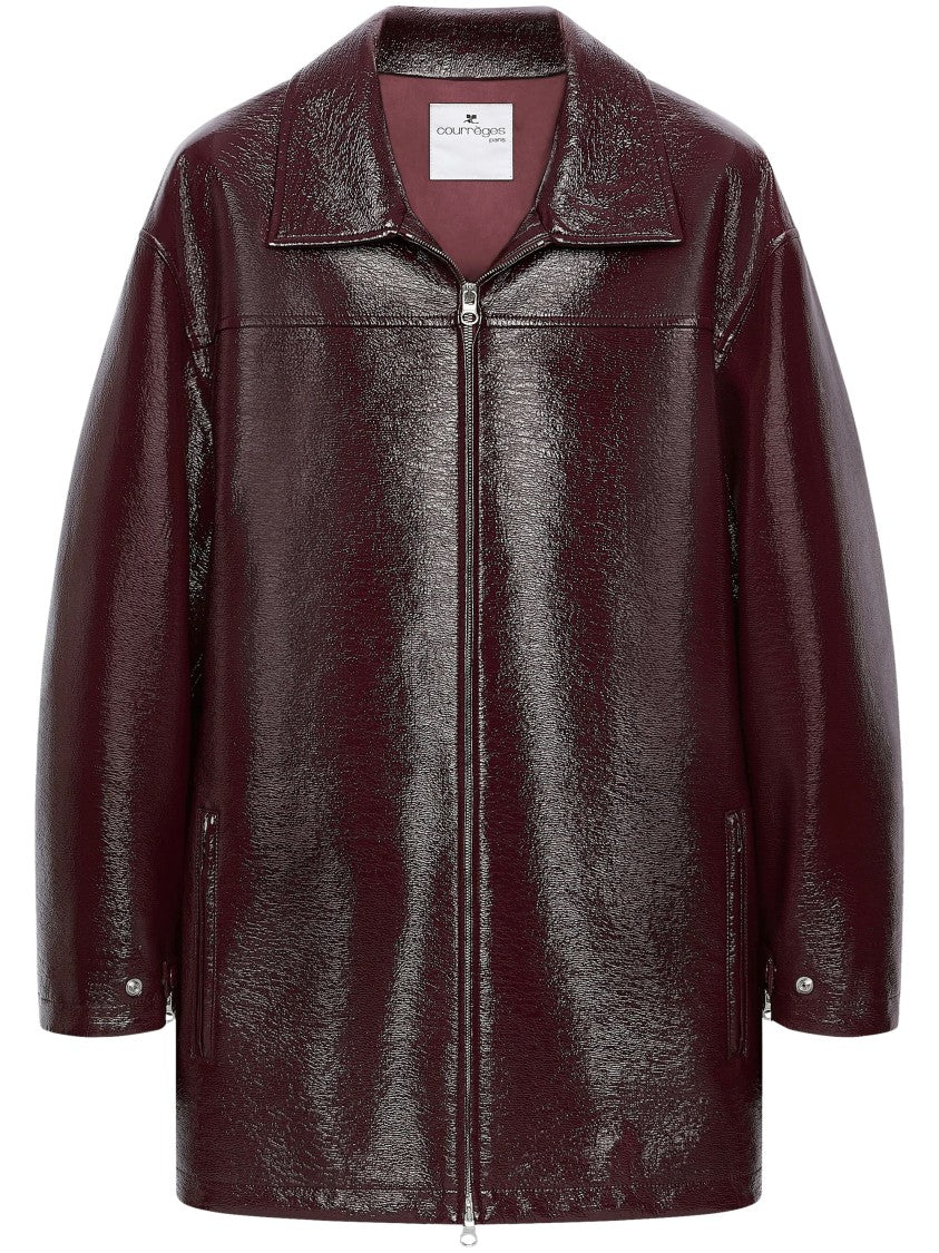 Courrèges Glossy Vinyl Maxi Bomber Jacket