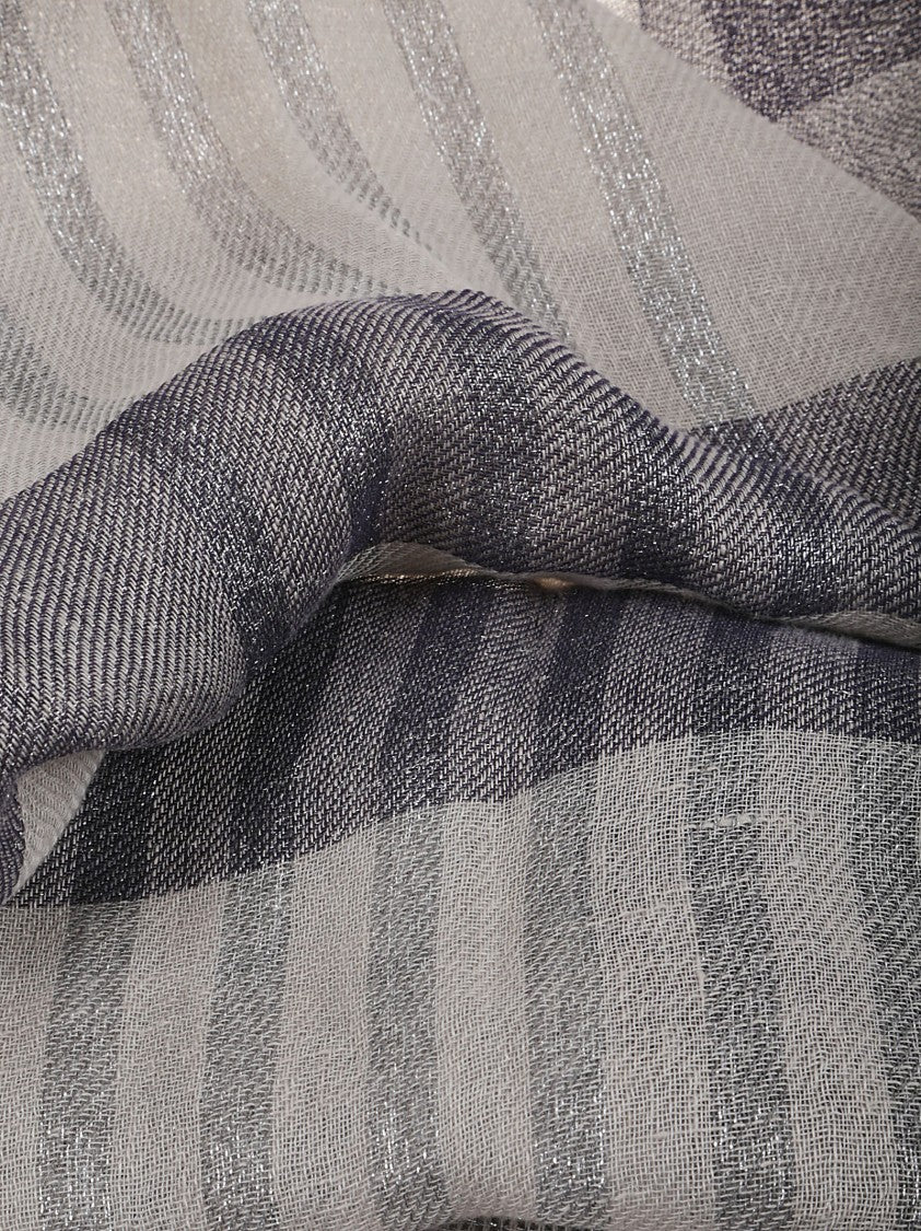 Peserico Check Patterned Linen Scarf With Fringed Edges