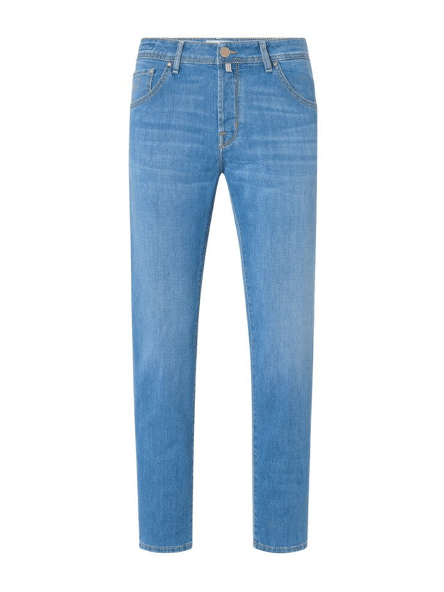 Jacob Cohen Slim Carrot Fit Blue Jeans With Vintage Effect And Fragrant Detail