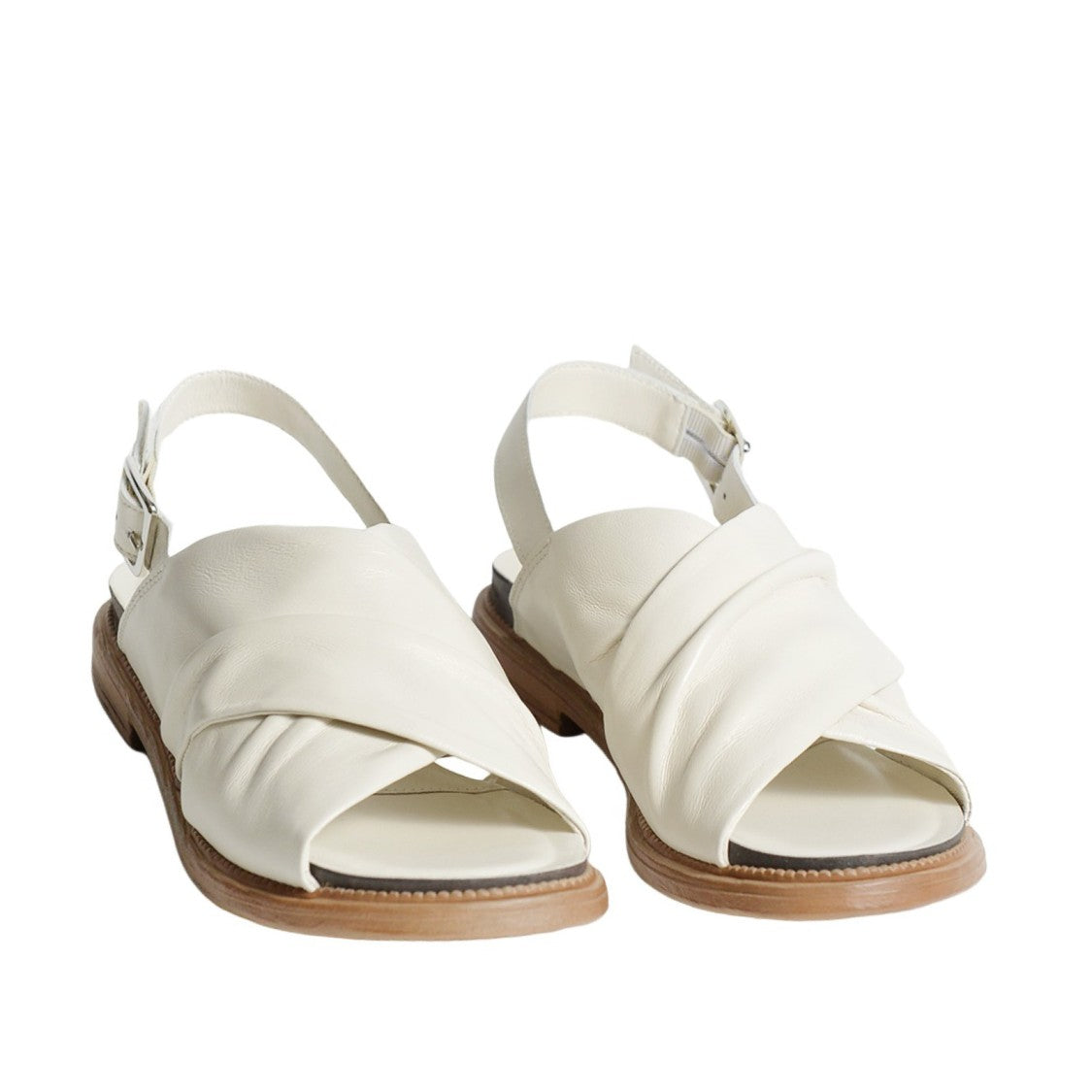 Dei Colli Crossed Strap Sandal In Soft Pleated Leather