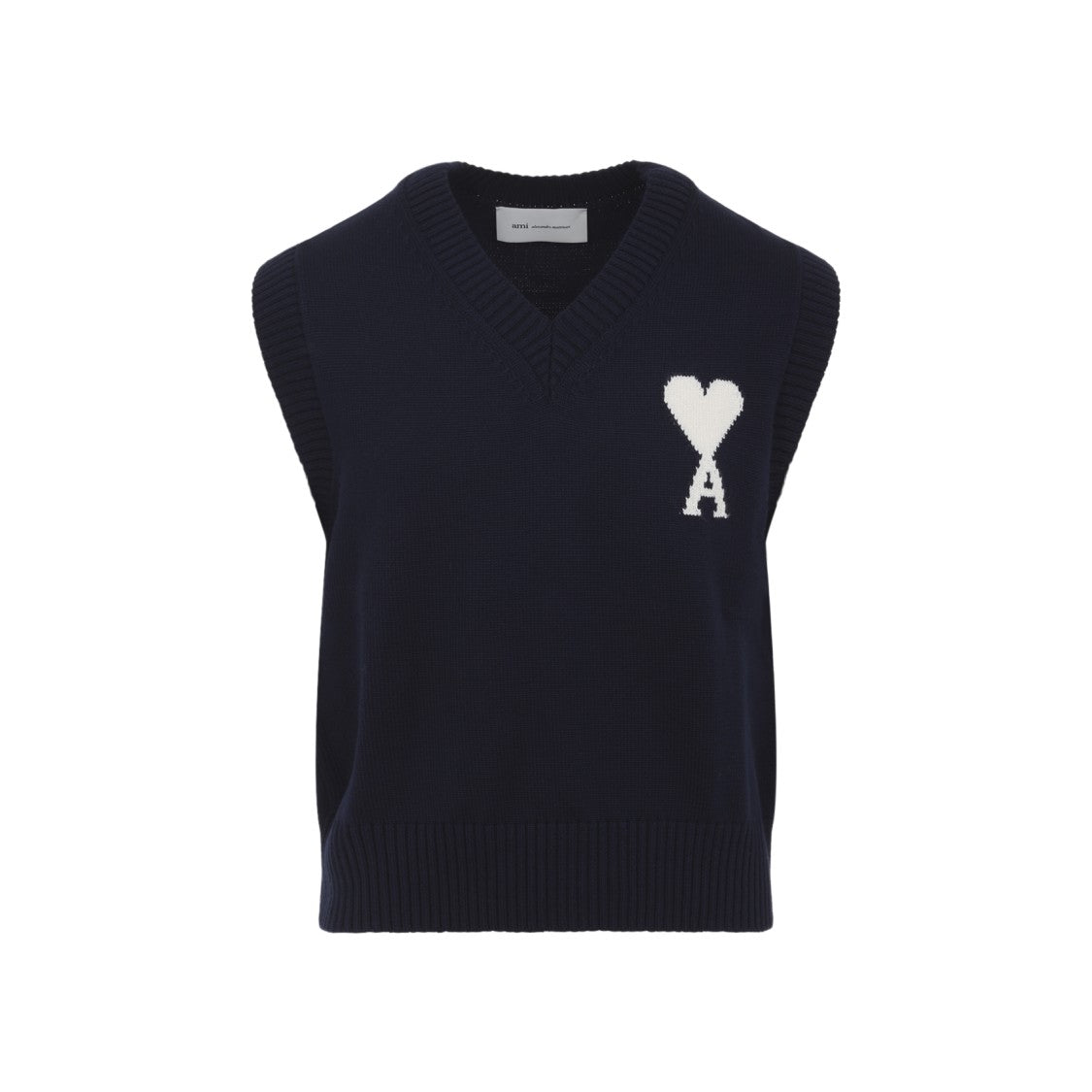 Ami Paris Sleeveless Knit Vest With Deep V-Neckline