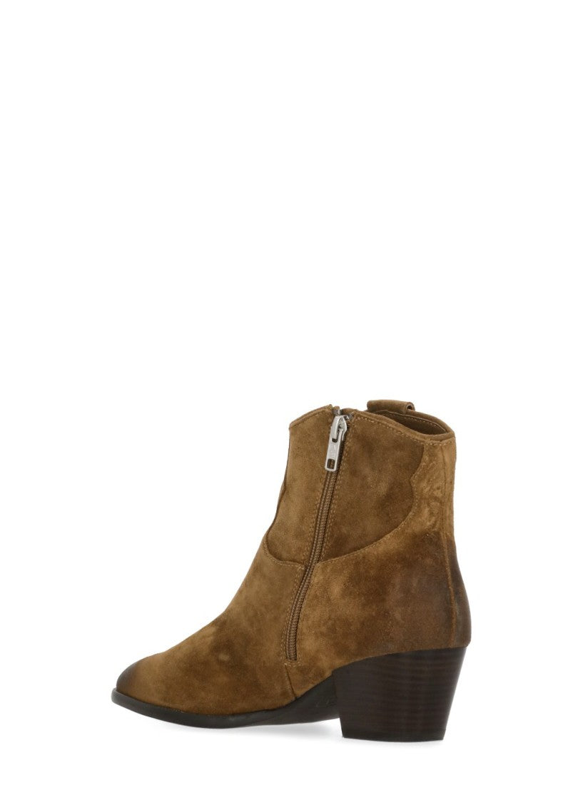 Ash Brown Fame Arrow-Toe Suede Boots