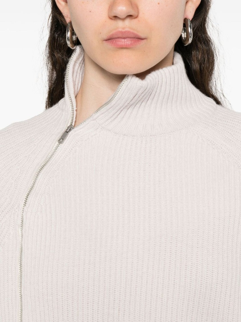 Alpha Studio High Neck Asymmetrical Zip Sweater