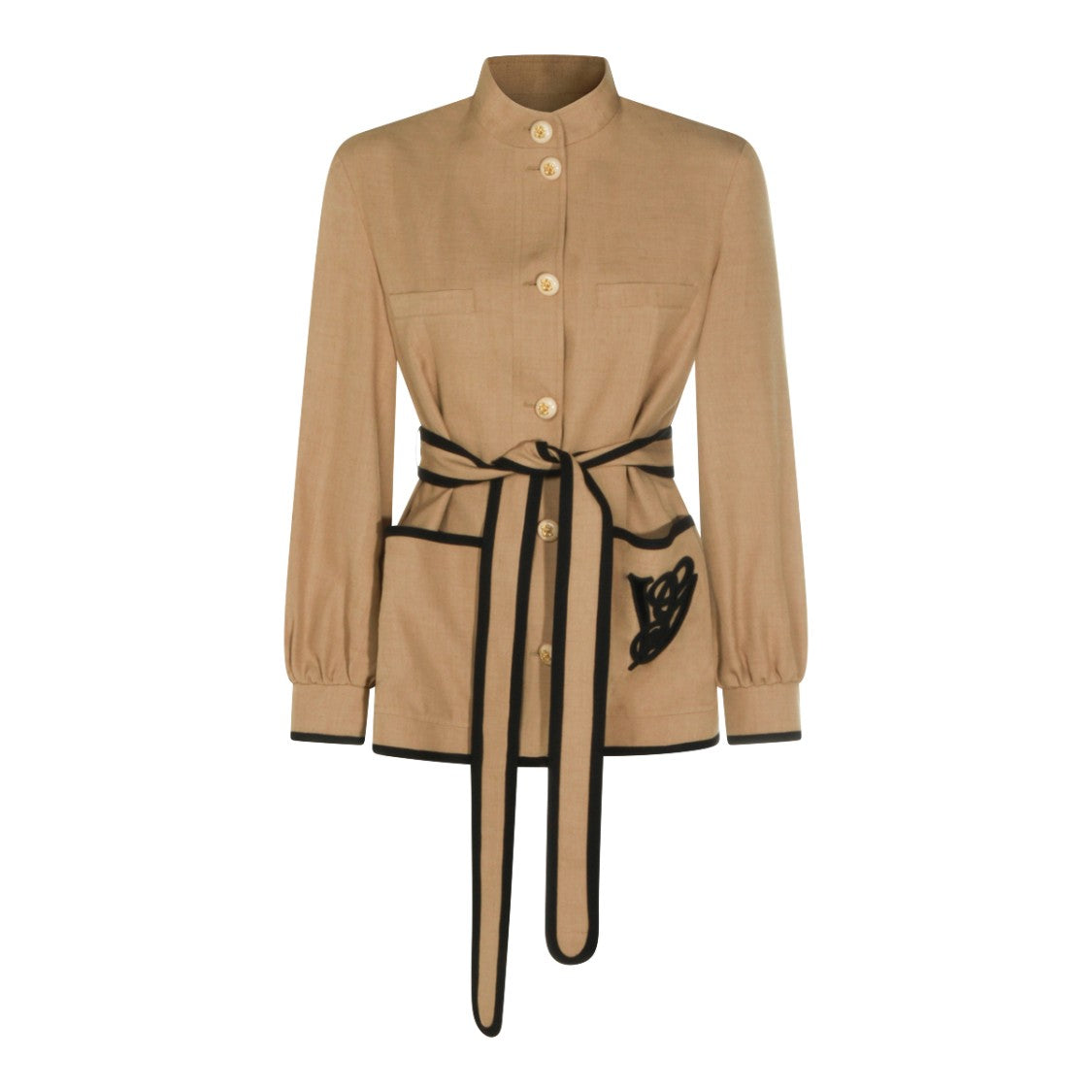 Valentino Beige Viscose Belt Waist Jacket