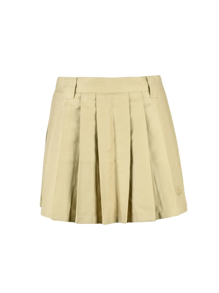 Moncler Beige Pleated Cotton-Blend Mini Skirt