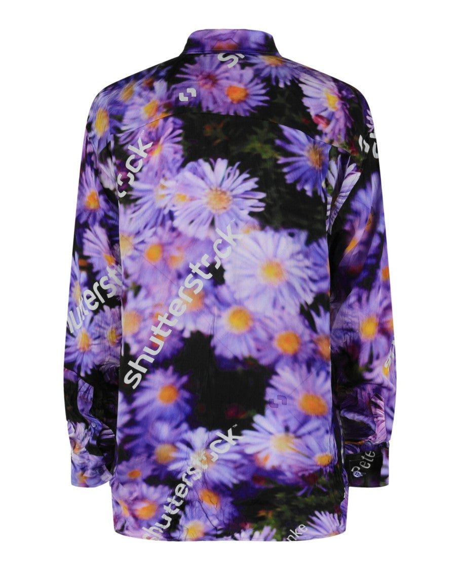 Balenciaga Asters Floral Shutterstock-Printed Shirt