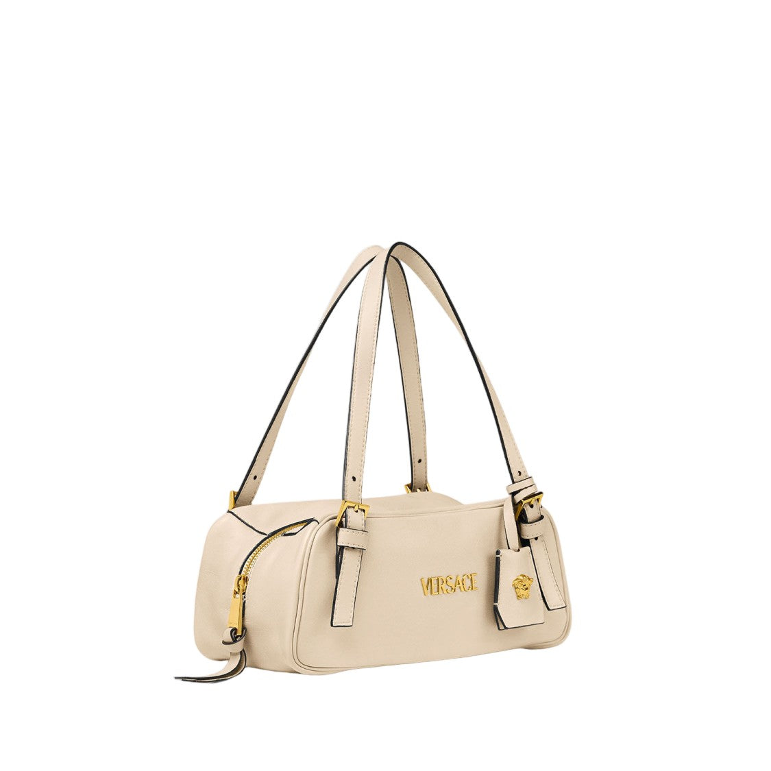 Versace Ivory Leather Logo Bag
