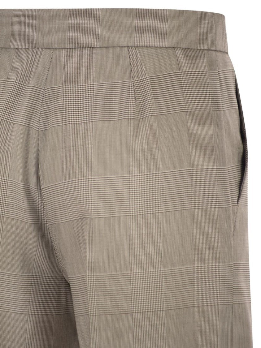Max Mara Straight-Leg Trousers With Subtle Checkered Pattern