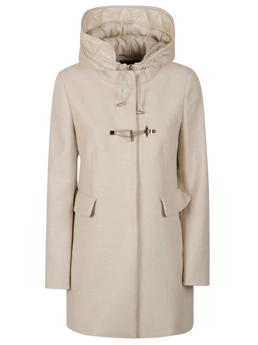 Fay Ivory Short Coat With Quilted Hood