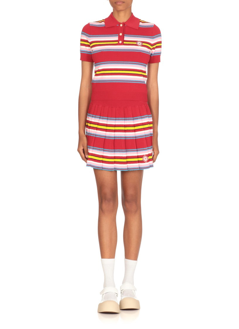 Casablanca Red Pleated Skirt