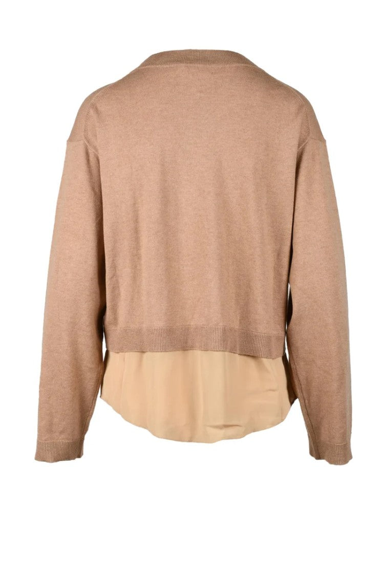 See By Chloé Beige Knitwear Top With Layered Hem