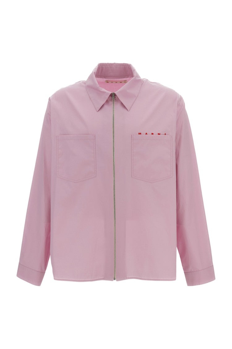 Marni Boxy Fit Cotton Poplin Shirt With Double-Slider Zip Closure