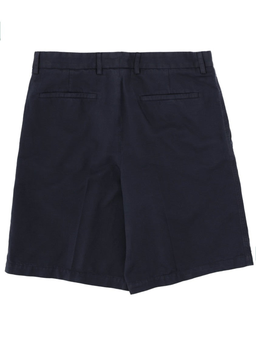 Zegna Neutrals Flat Front Cotton-Linen Shorts