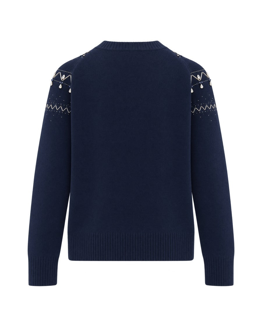 Liu Jo Gray Melange Crystal Embellished Knit Sweater