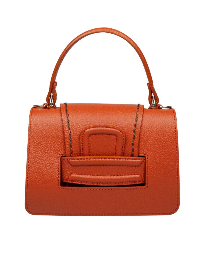Visona ' Linda Papaya Color Leather Handbag