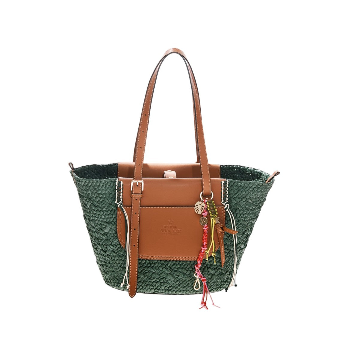 Cuba Lab Tropicana Leather And Rafia Bag