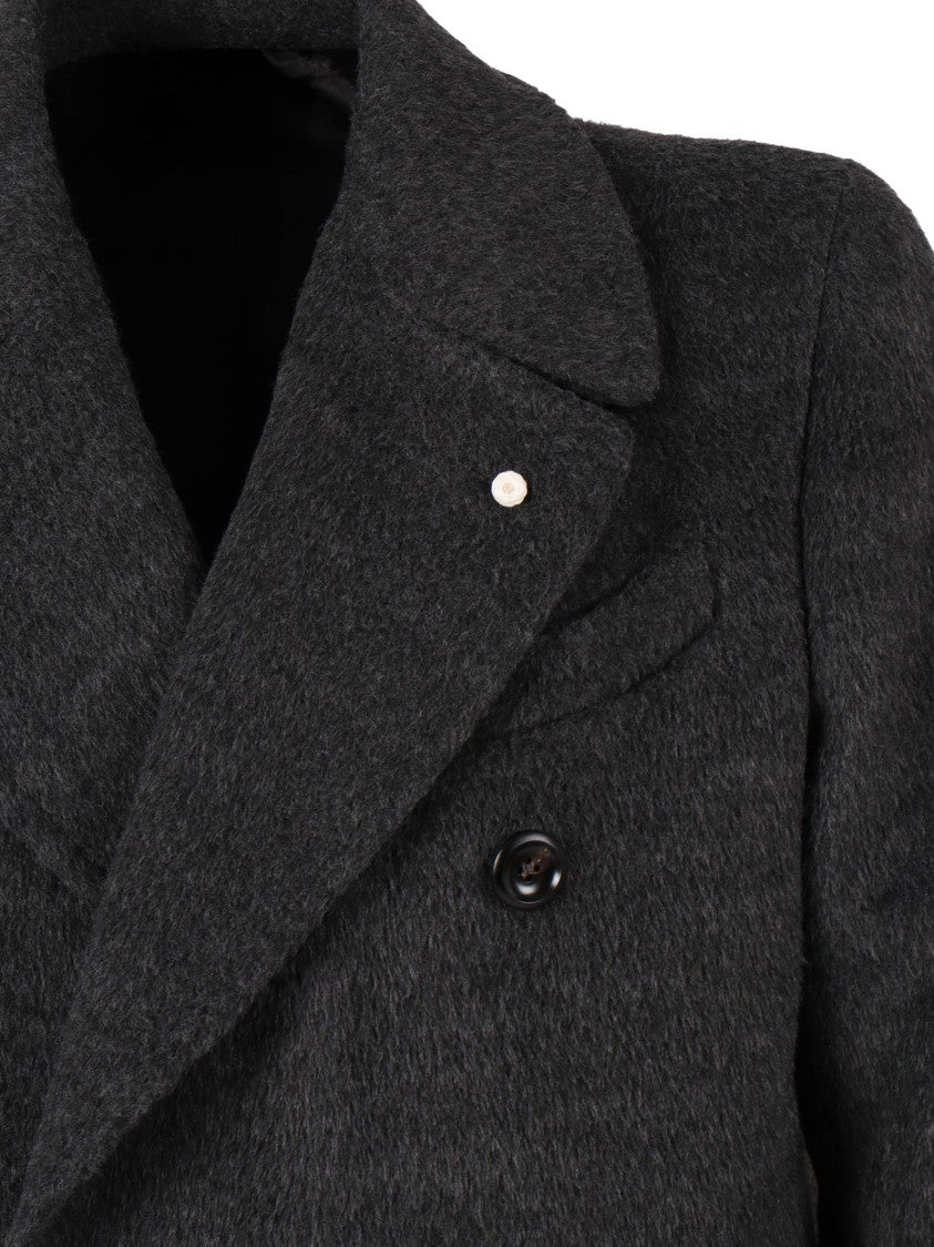 Luigi Bianchi Structured Overcoat In Virgin Wool Blend With Smooth Finish