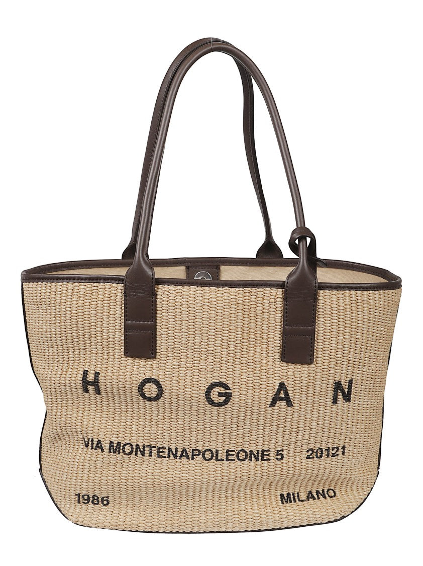 Hogan Small Address Rectangular Cotton Tote Bag
