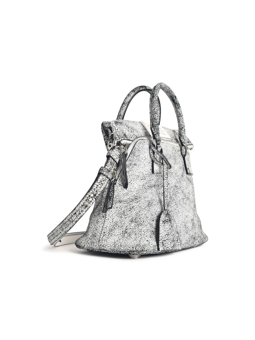Maison Margiela '5Ac' Black And White Cracked Leather Bag