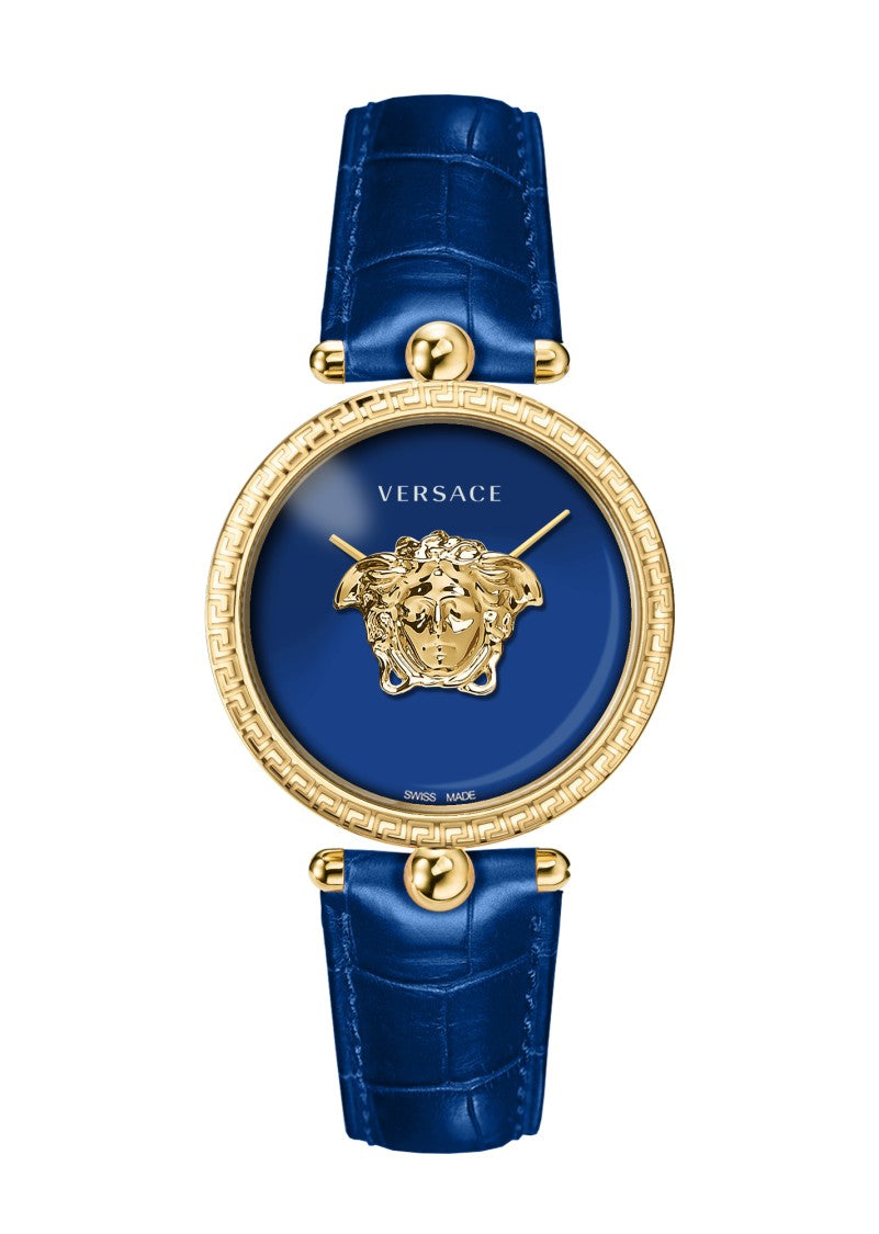Versace Palazzo Empire Analogue Watch With Gold-Tone Case And Blue Dial