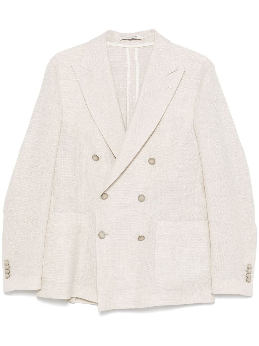 Tagliatore Double-Breasted White Jacket With Tailored Fit