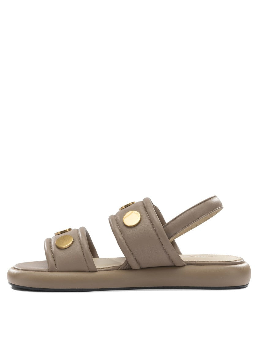 Pinko Beige Leather Sandals
