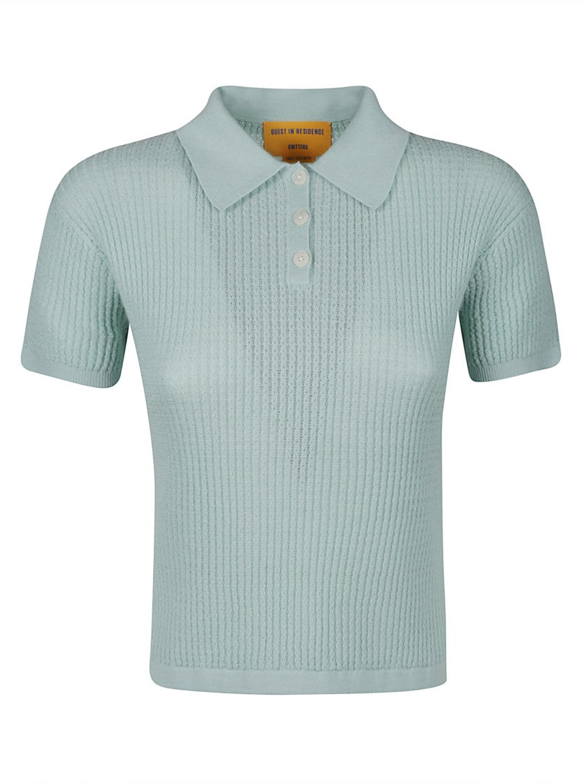 Guest In Residence Shrunken Cropped Ribbed Cashmere Polo Shirt