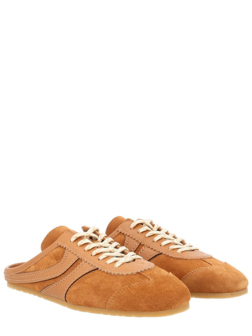 Dries Van Noten Warm Brown Slip-On Backless Suede Sneakers