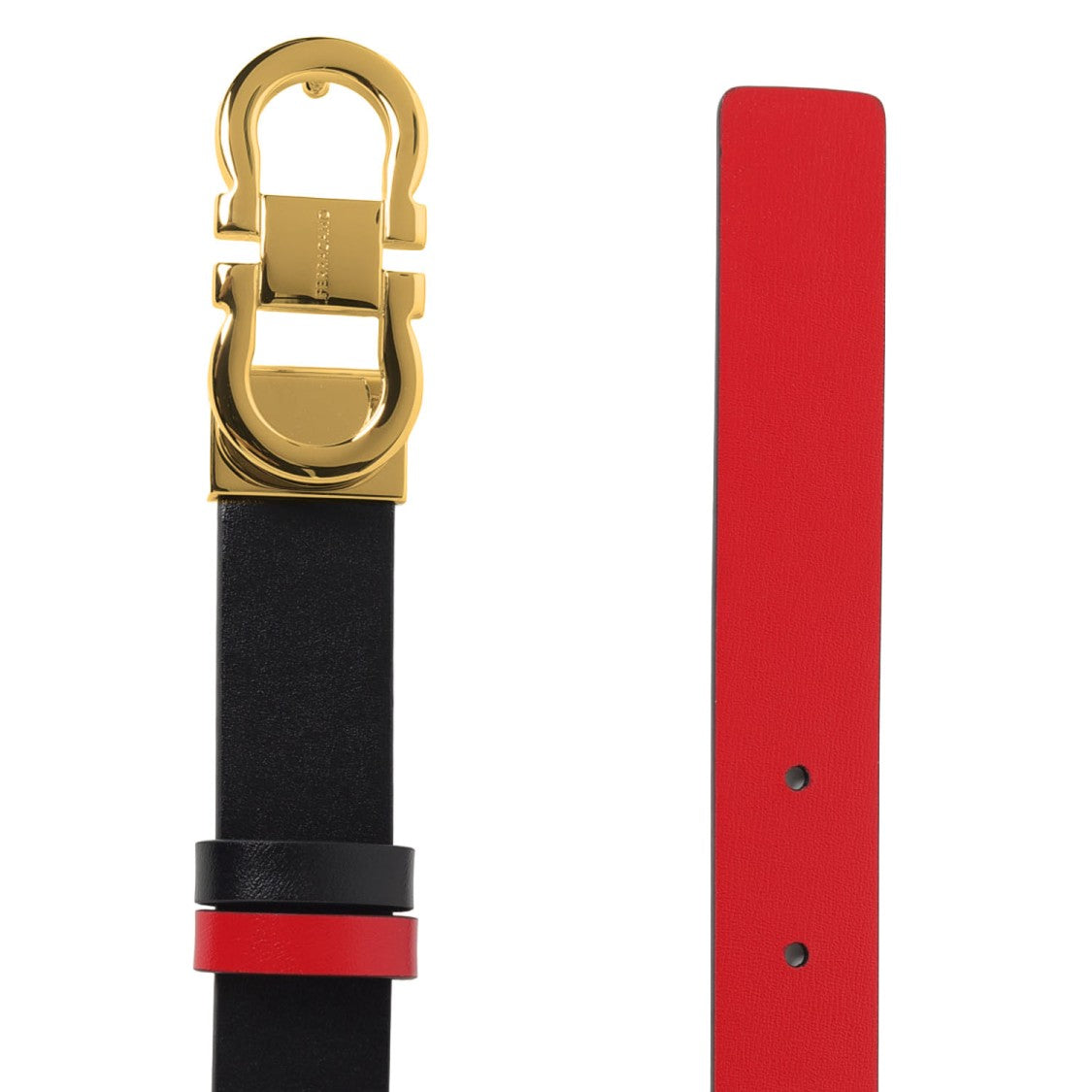 Salvatore Ferragamo Reversible Leather Belt With Gold-Tone Double Gancini Buckle