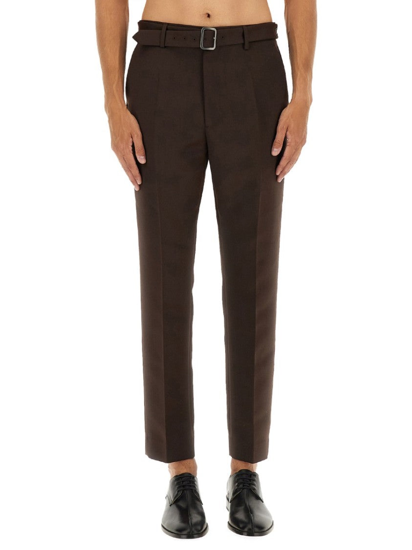 Mm6 By Maison Margiela Slim-Fit Dark Brown Tailored Pants