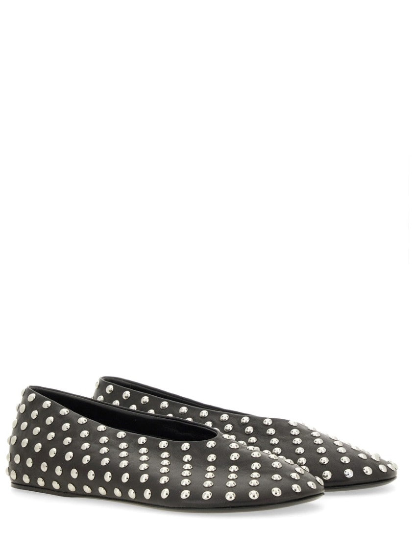 Jil Sander Nappa Ballerina Flats With Metallic Studs