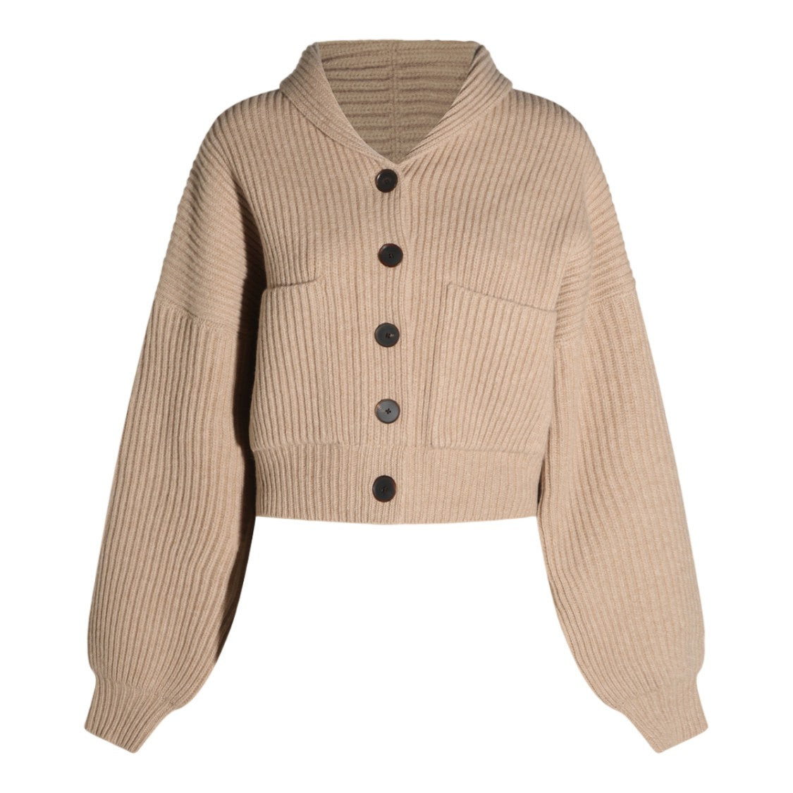 Tory Burch Cropped Wide Collar Ribbed Knit Sweater